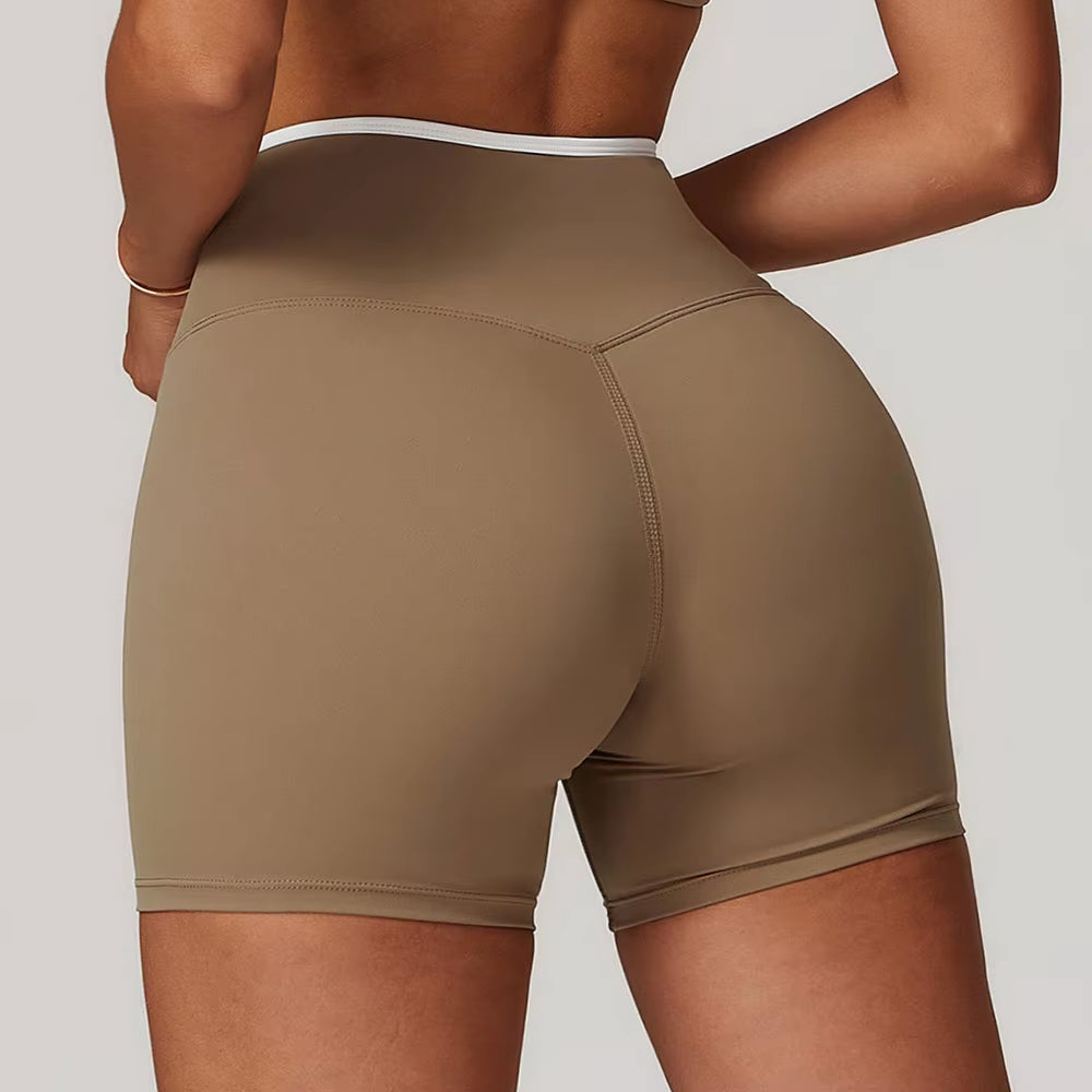 Women Yoga Shorts High Waist Workout Shorts Lift Butt Fitness Shorts New V-Shaped Waist Tights Gym Leggings Running Short Pants